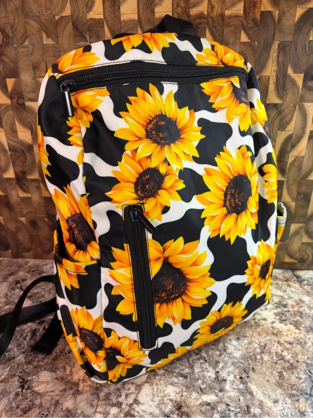 Sunflower Print Women's Backpack - Yellow Sunflower